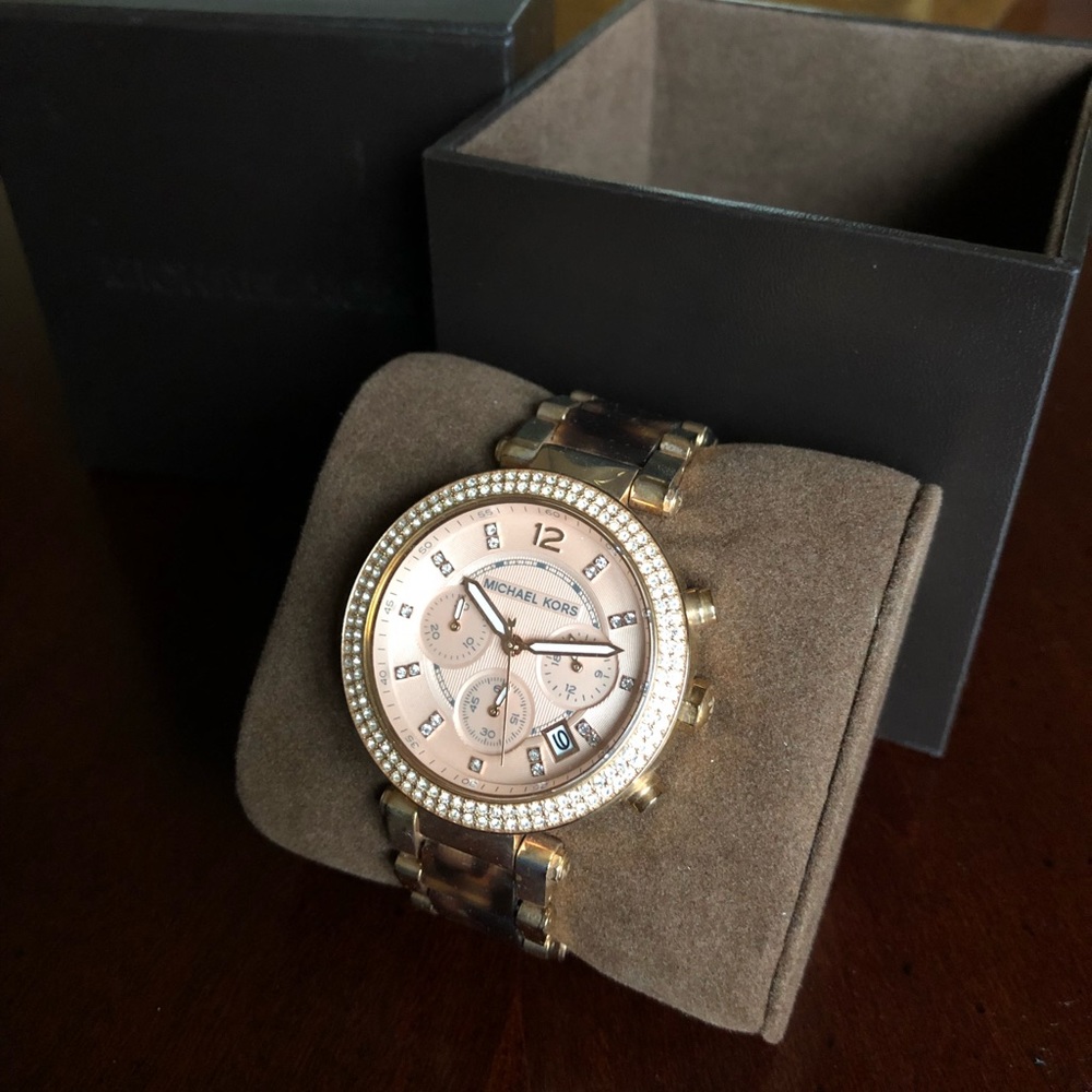 Michael Kors Tortoise & Rose Gold Watch